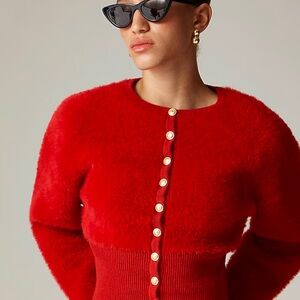 NWT Fitted-waist cardigan sweater in fuzzy yarn